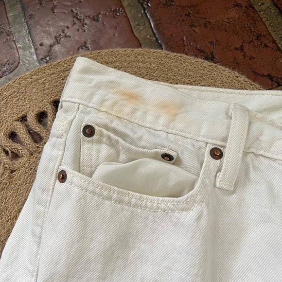 Levi’s raw frayed hem white denim jeans A7-7 - Picture 5 of 12